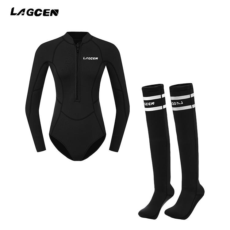 3MM Neoprene Wetsuit Women s One-piece Long-sleeved Bikini Slim Swimsuit Women s Surf Suit XL