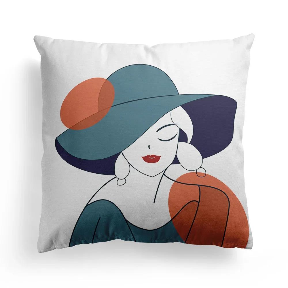 Nordic Abstract Art Print Pattern Cushion Cover Home Living Room Sofa Decoration Square Polyester Pillow x