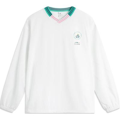 Striped Letter V-Neck Comfortable Breathable Long Sleeve T-Shirt Unisex Tops Standard-White AAEU019-3