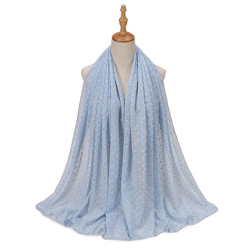 Bubble Pearl Scarf Stamping Chiffon Hijabs For Women Plain  Head Hijab Wrap Solid Shawls Headband Foulard Femme Muslim Hijab