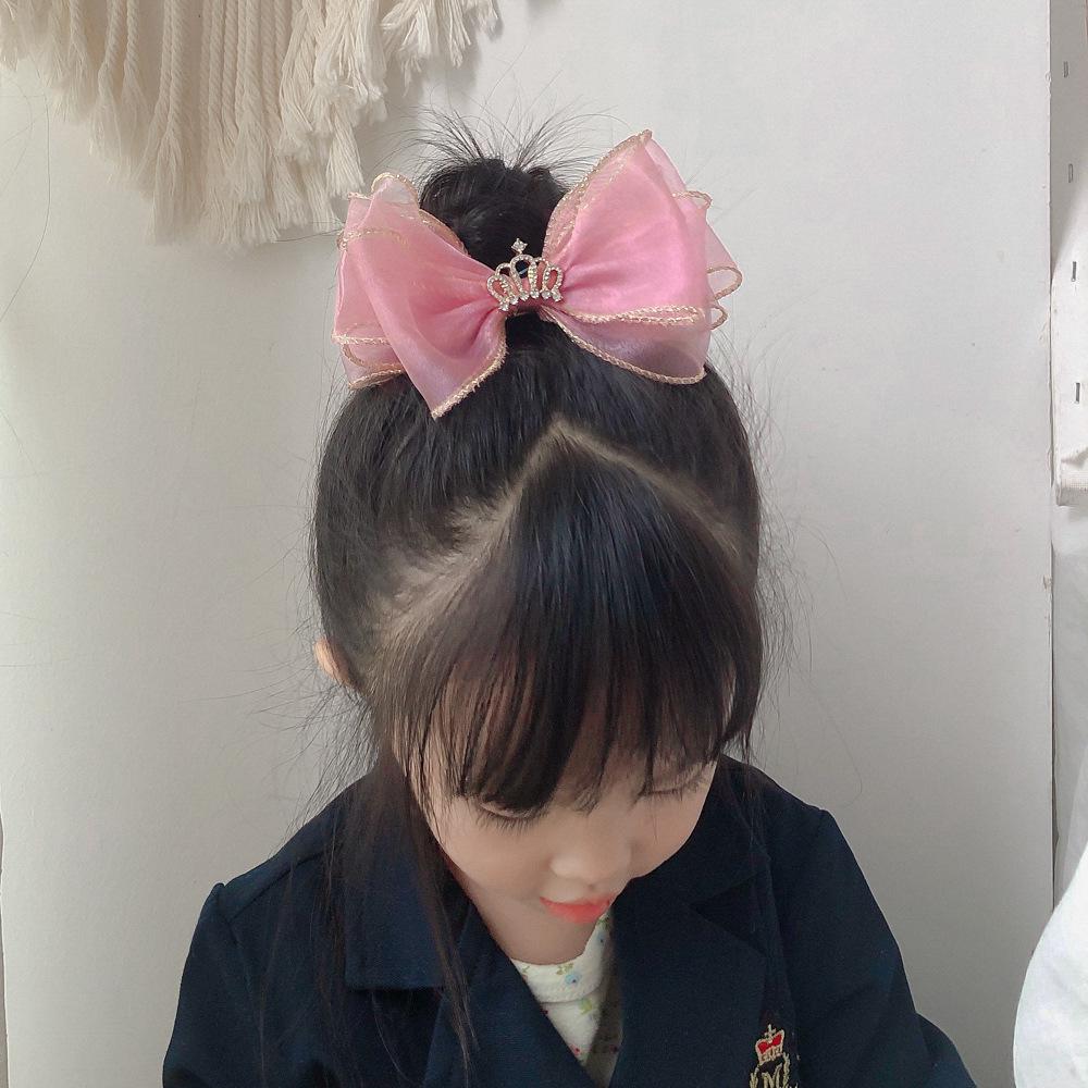 Girls' Princess Crown Bow Hair Clip - Korean Style Fairy Holiday Accessory