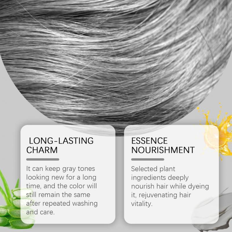 2-in-1 Silber-Haarfarbe mit Essence-Extrakt, Farbe – silbergraue, metallische Tönung für glänzendes Haar, 100g, 1pc