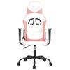Gaming Chair with Massage Function White and Pink Artificial Leather