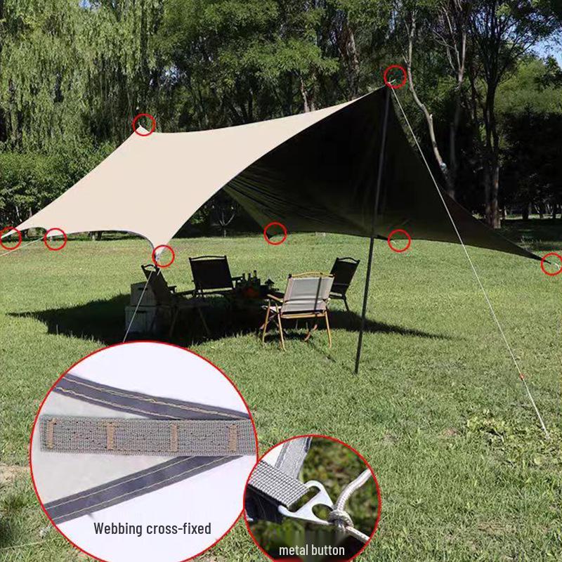 Butterfly-Shaped Sun Protection Camping Tarp Tent with Black Glue Coating - Full Set for Outdoor Picnics