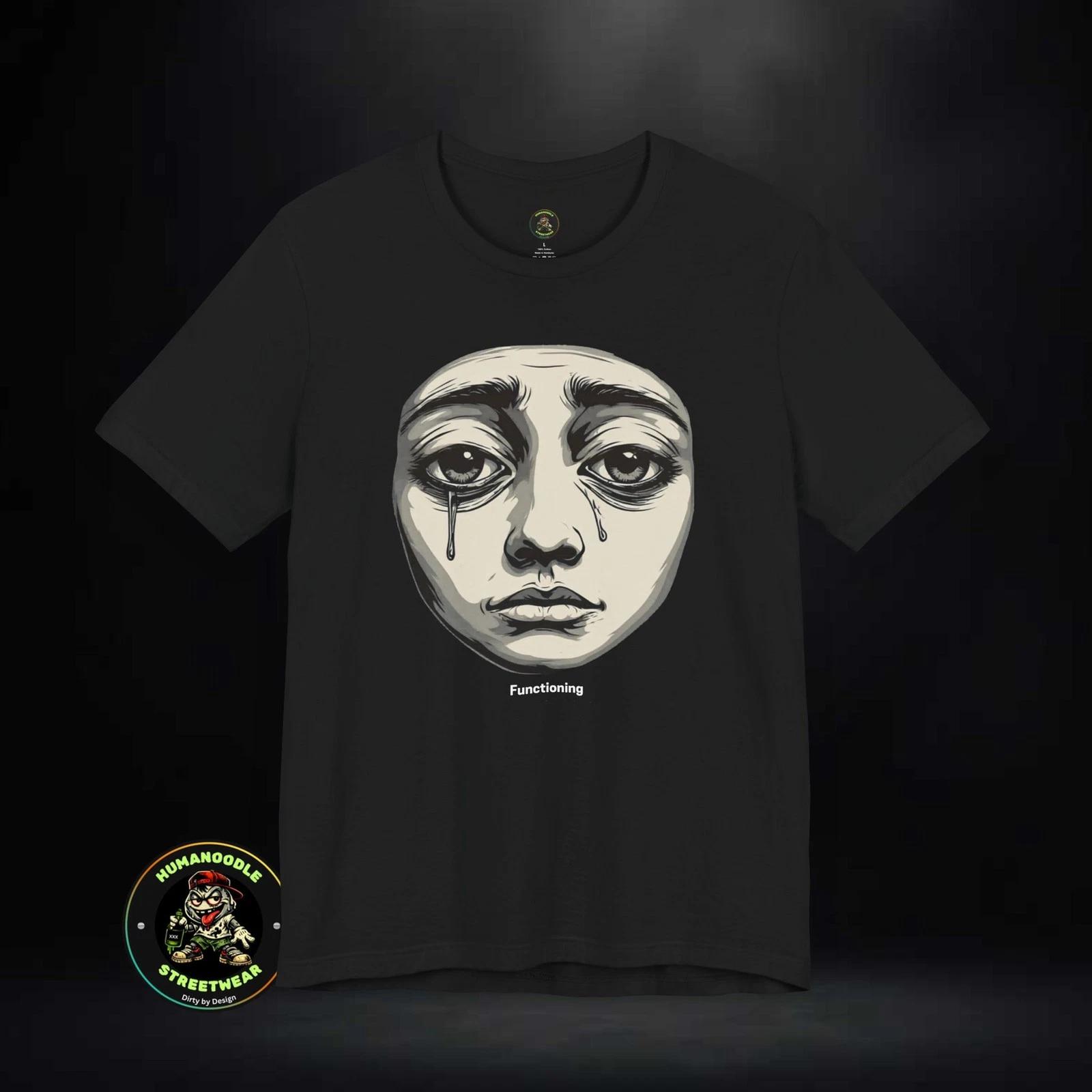 Черная футболка с изображением плачущего лунного лица 3XL