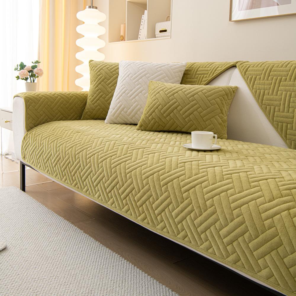 

Стеганая бархатная подушка для дивана, кремовая плюшевая осенне-зимняя ткань для диванного полотенца, чехла для дивана 70X70