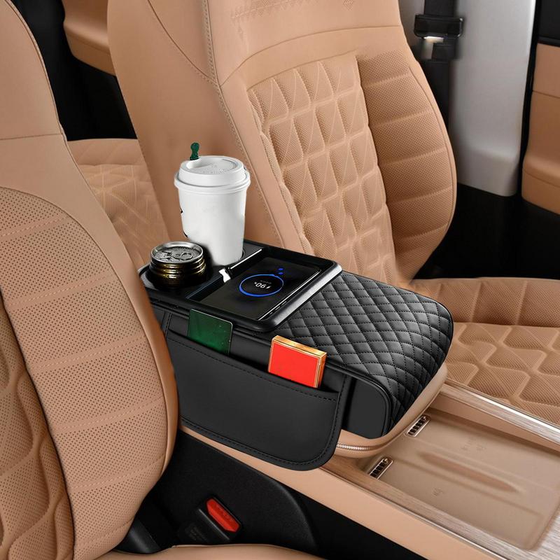 Car Armrest Box Heighten Cushion Wireless Charging Car Armrest Cover Cushion Auto Center console Arm Rest Protection Cover