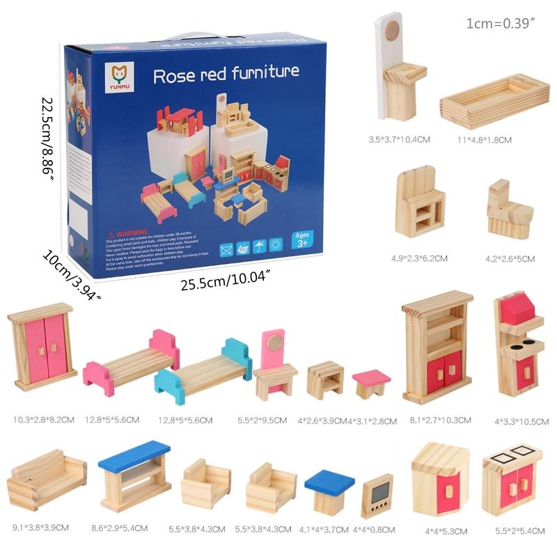 1:12 Model Bedroom Living Room Furniture Wooden Closet Bed Table Micro Landscape Dollhouse Decor Ball Joint Dolls Accs