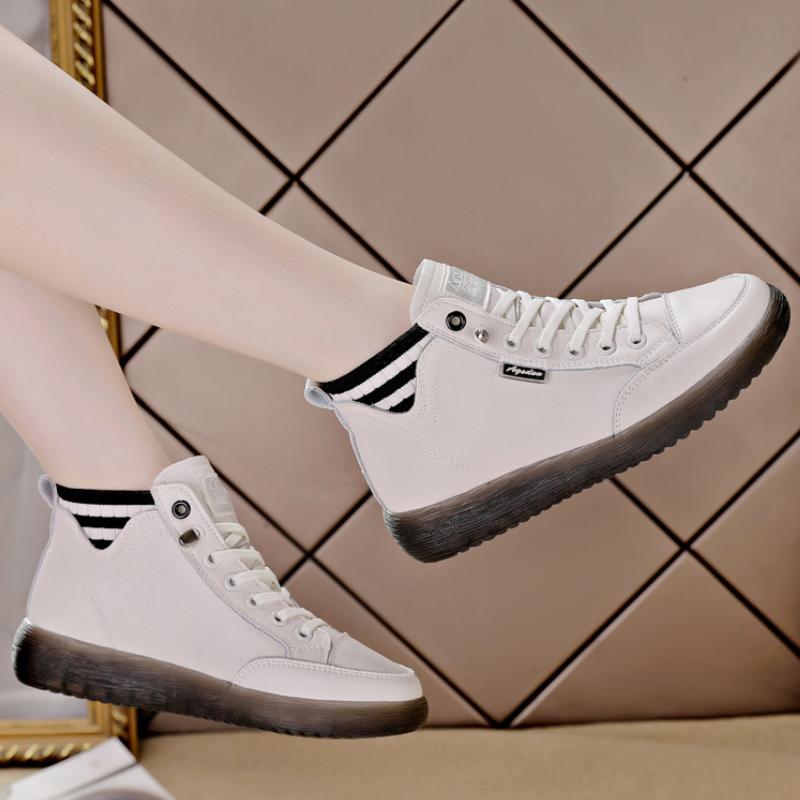 Fashion Soft Soled Single Shoe 2024 Autumn New Solid Color Versatile Casual Wedge Heel Lightweight Anti Slip Sports Women Sneakers