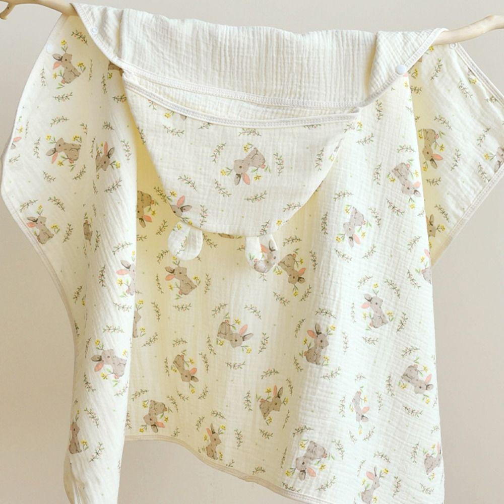 Soft Texture Infant Hooded Towel Wrap Blanket Bear Printed Baby Swaddle Cloth  Baby Wrapping
