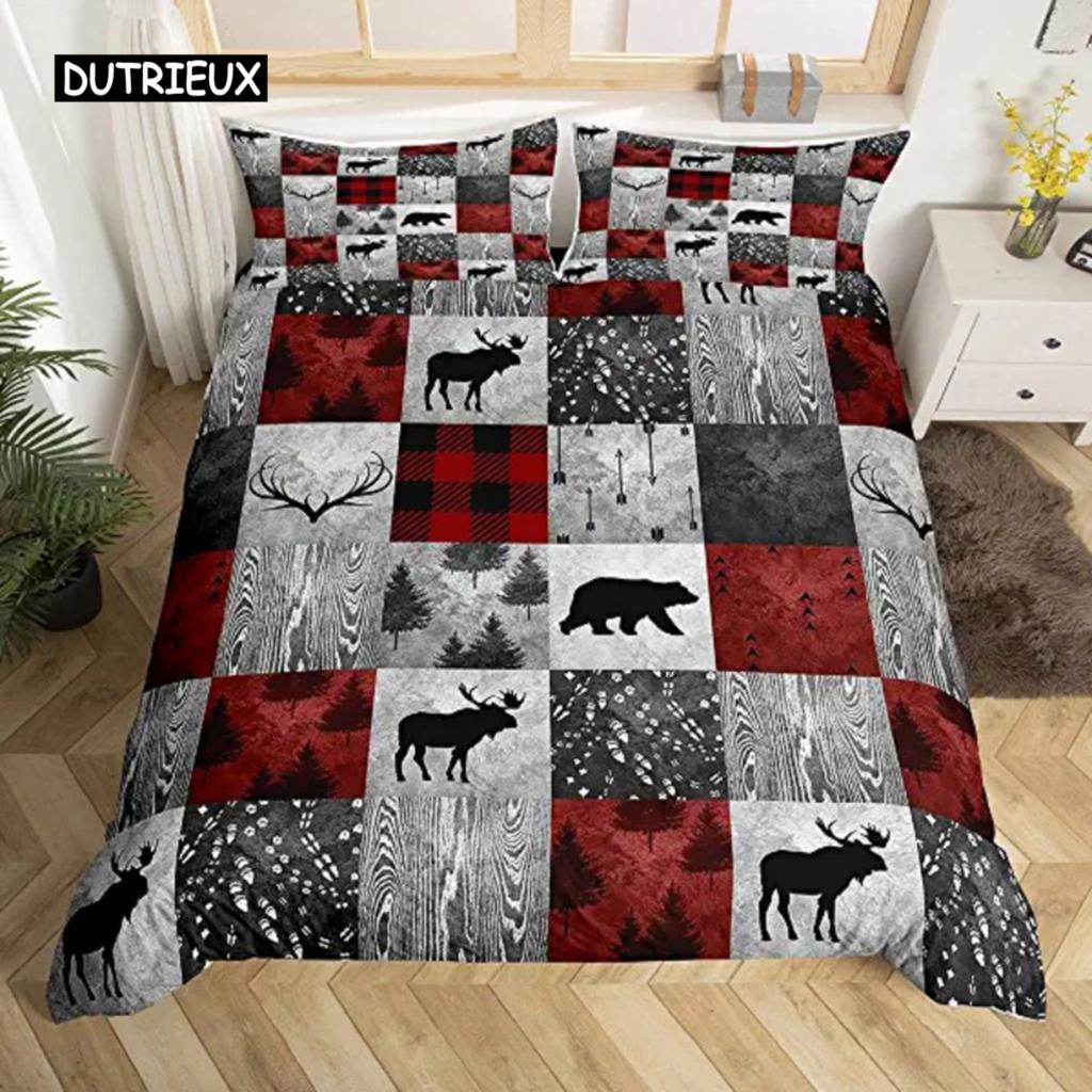 

Пододеяльник с изображением оленя, американский флаг, декор в виде лося, комплект постельного белья для мальчиков и подростков, тема диких животных, мягкий полиэстеровый пододеяльник EU single(135x200cm)