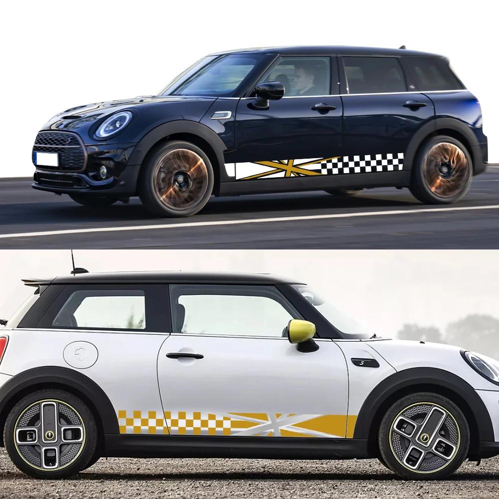 2pcs Union Jack Car Door Side Racing Stripe Decal Sticker For MINI Cooper S One JCW F55 F56 F60 R55 R56 R60 Auto Accessories
