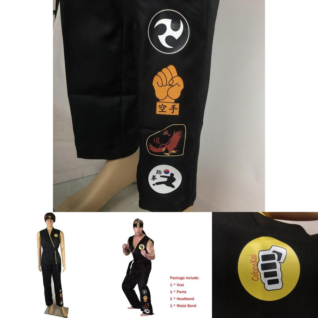 Authentic Cobra Kai The Karate Kid Saga Halloween Cosplay Costumes Taekwondo Party Set