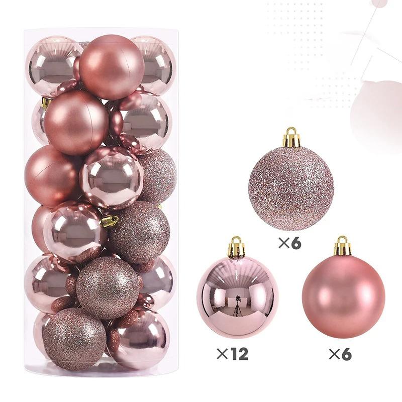 24Pcs 6cm Christmas Ball Decoration for Christmas Tree Hanging Pendant Ornaments Home Room Decor New Year Navidad DIY Gift Box