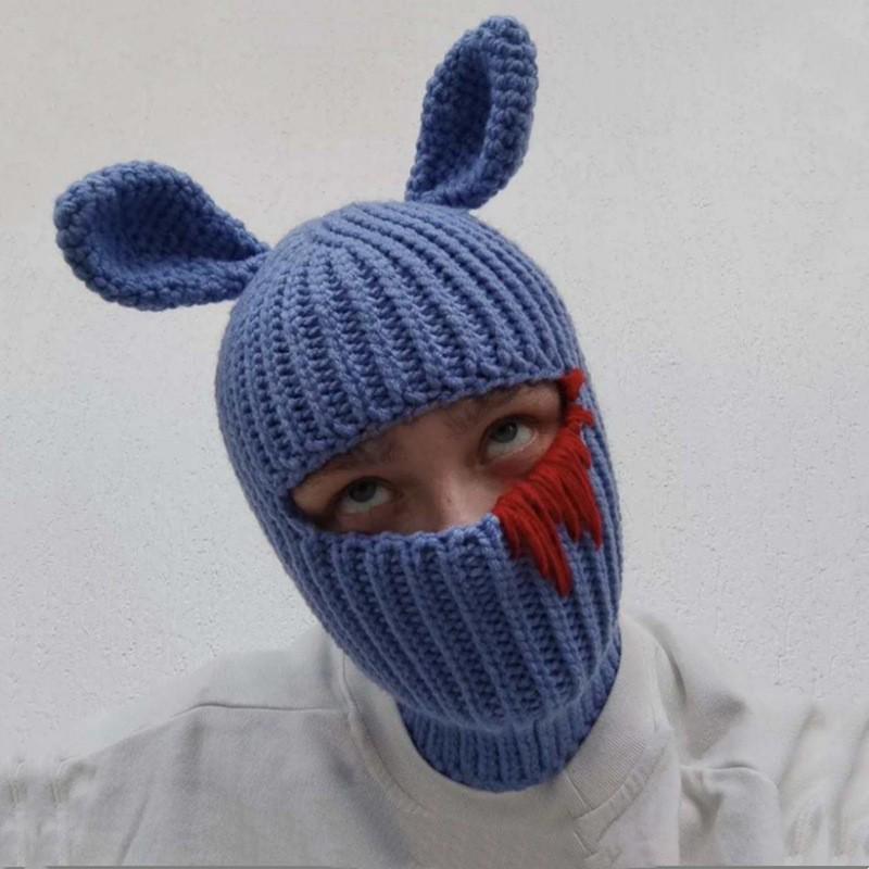 Y2K Style Crochet Halloween Party Cow Horn Parent-Child Ski Mask Hat