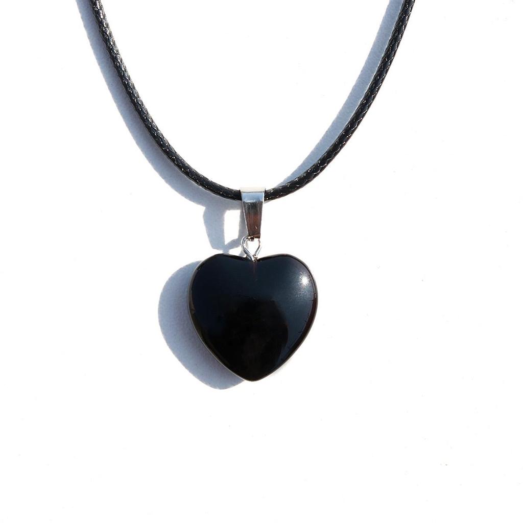 Colorful Heart Glass Pendant Leather Choker - Versatile & Stylish Necklace