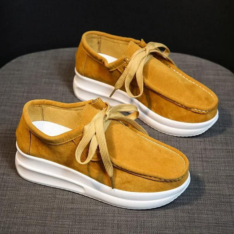 Mode Rood Nieuwe Dames Casual Schoenen Sleehakken Platform Sneakers voor Dames Suède Dames Sportschoenen Vrouwelijk Veterschoenen Tennisschoenen Plus Size 43