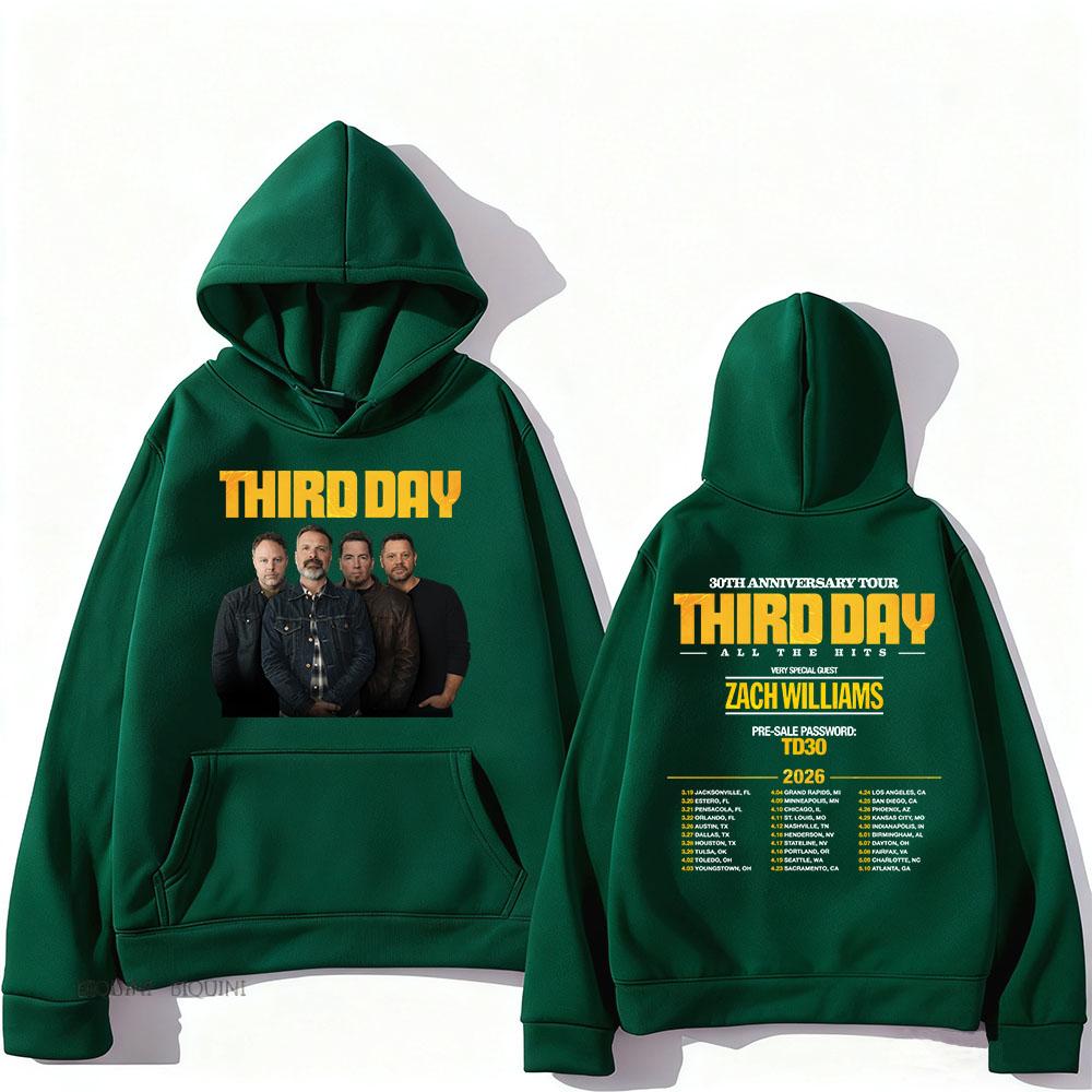 Third Day 30th Anniversary Tour 2026 Hoodies All The Hits Letter Printing Sweatshirts Long Sleeve Winter Male Hooded Pullovers