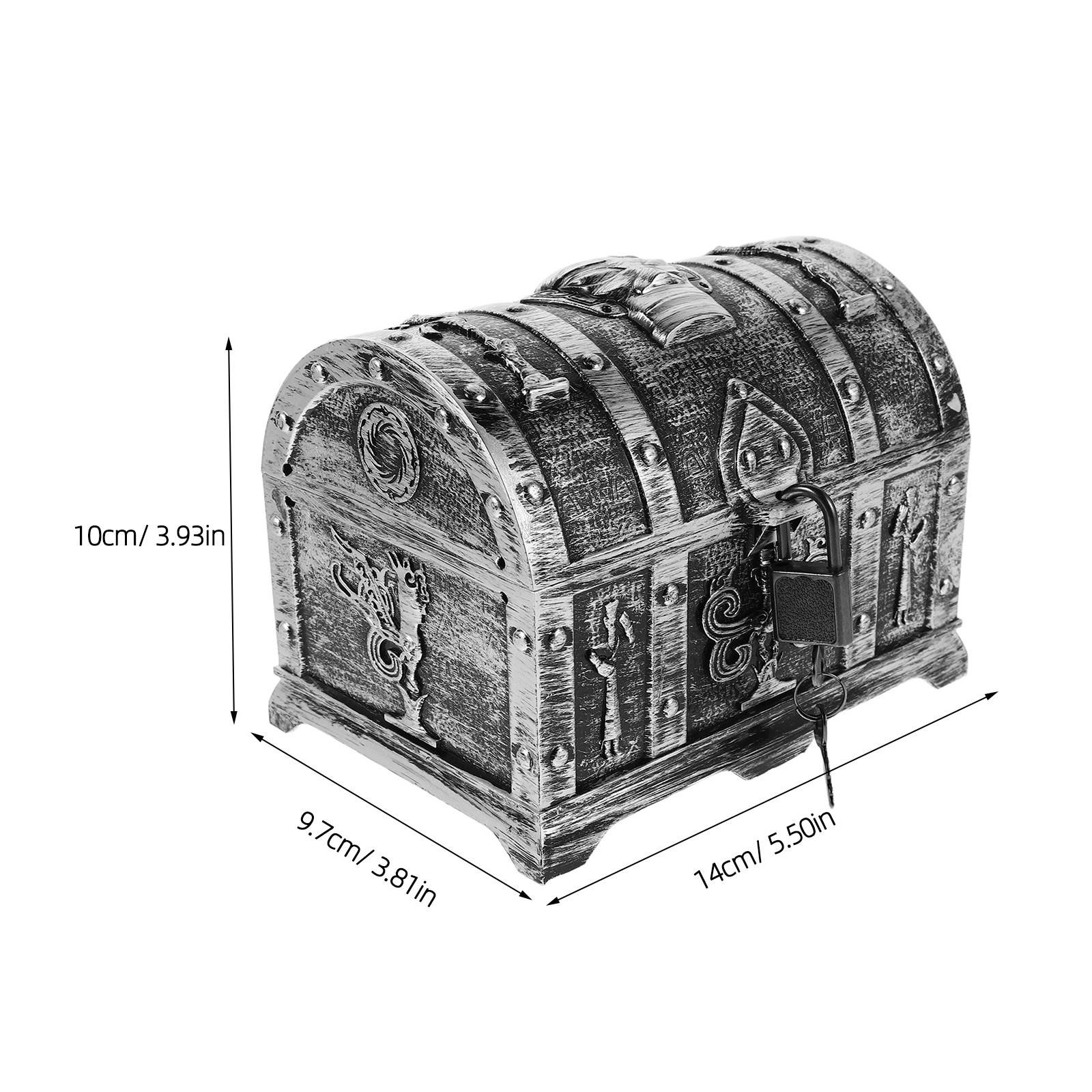 

Vintage Treasure Chest Samxingdui Mask Keepsake Box Decorative Pirate Box With Lock Trinkets Jewelry Organizer Halloween Favor Other