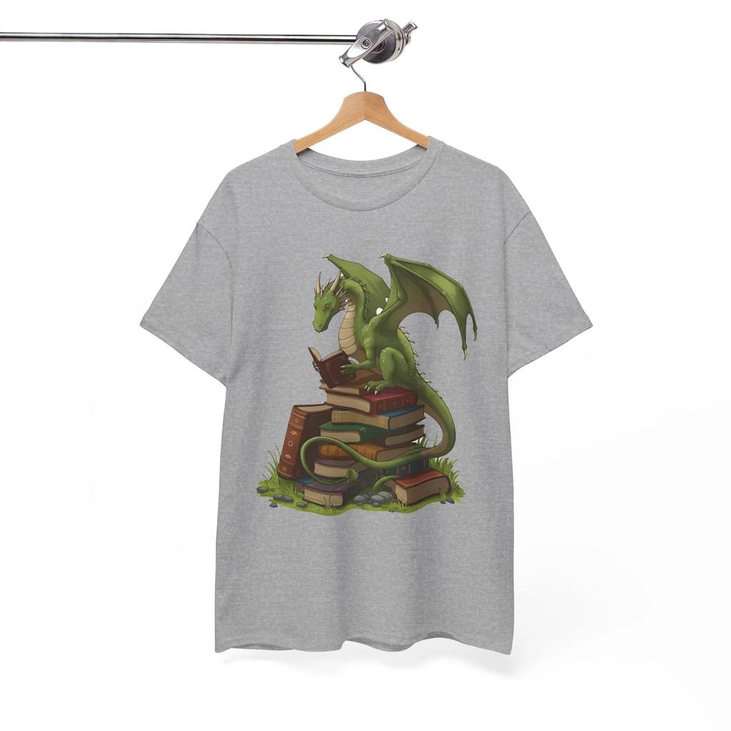 DRAGON READING BOOK JAPANESE T-Shirt | Sakura Petals Art Shirt