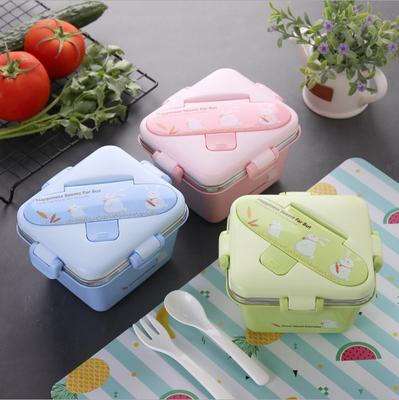 Cutie de prânz cu izolație termică încântătoare de desene animate Recipient de mâncare pentru picnic Bento din plastic din oțel inoxidabil pentru S