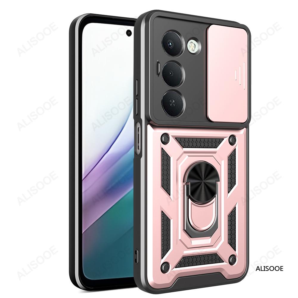 Dla Redmi 15 171mm Etui Przesuwana Kamera Pancerz Uchwyt Pierścieniowy Podpórka Ochrona Pokrowiec na Telefon Capa Funda