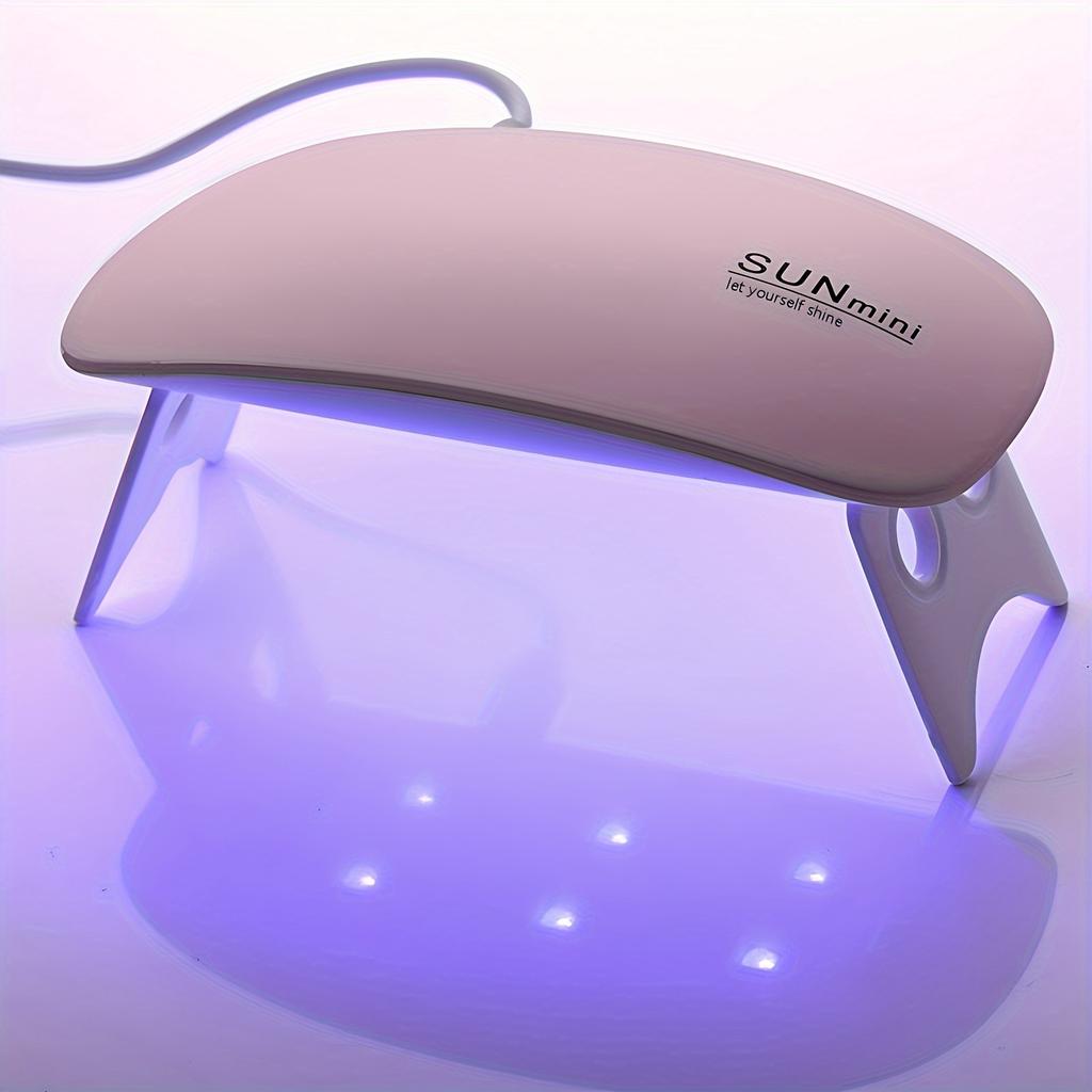 6LED Mini Nail Dryer - UV/LED Nail Lamp for Gel Varnish Curing - Micro USB Powered Nail Art Equipment for Manicuring and Nail Care