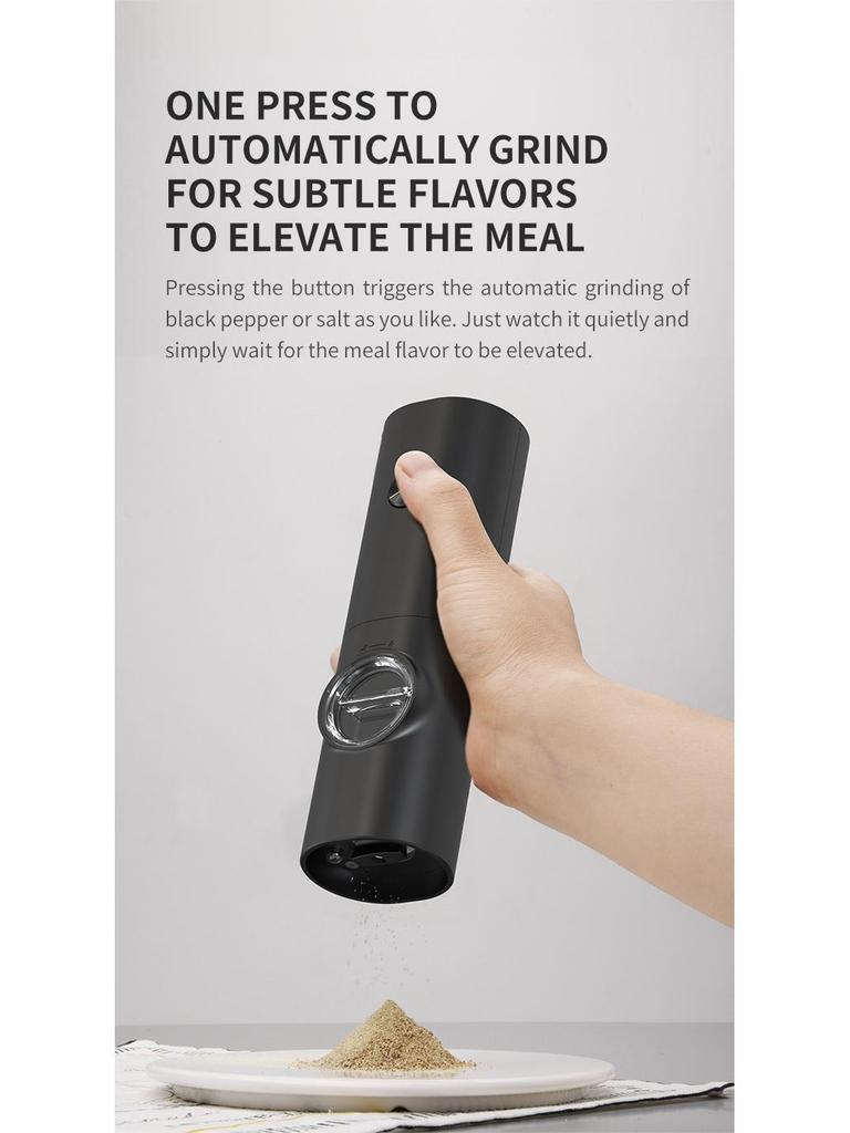 Electric Black Pepper Grinder, Stainless Steel Kitchen Tool with Reinforced Grinding Core