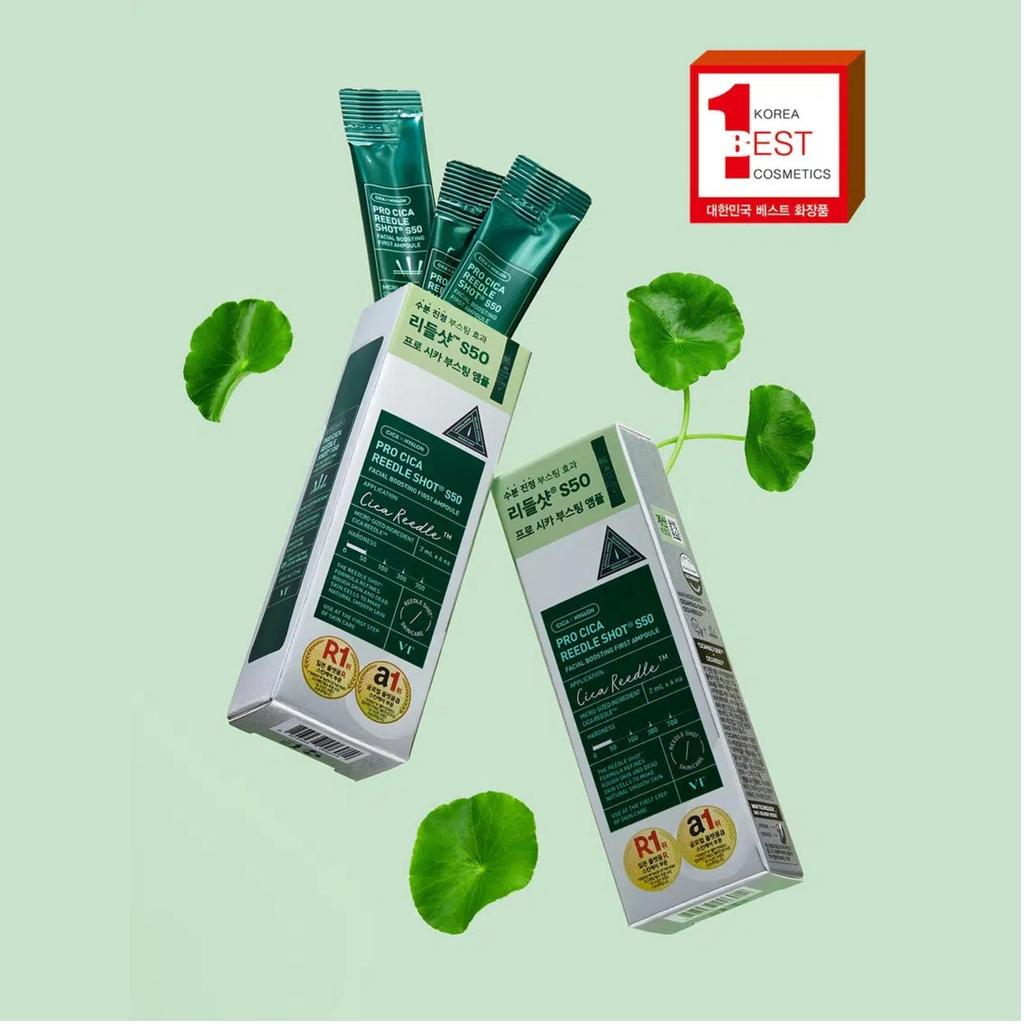 [VT Cosmetics] Cica Reedle Shot S50 (2ml*6ea) + PDRN Glow Mask (1ea) Set - 2-Step Skin Boosting & Radiance Routine