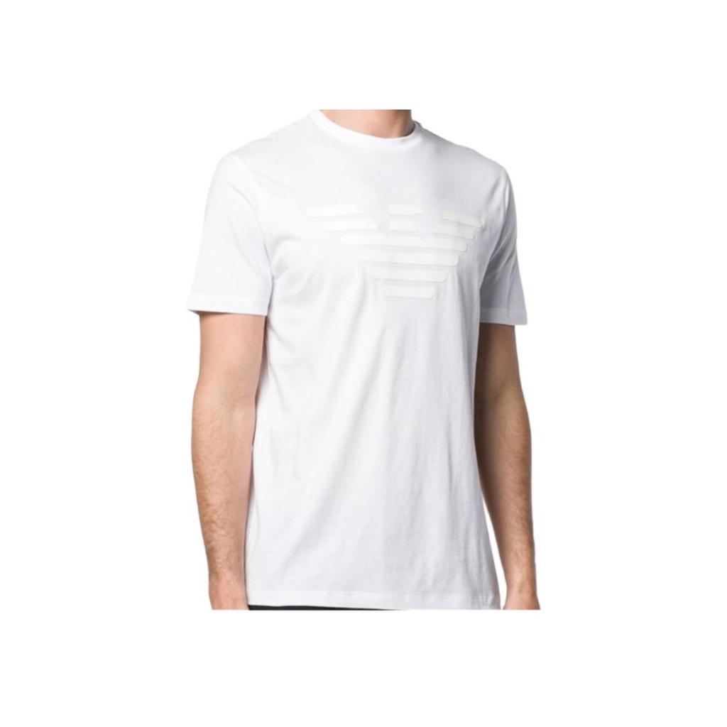Emporio Armani Logo Print Crew Neck Short Sleeve T-Shirt Men Tops White 3G1T92-1J00Z-0134