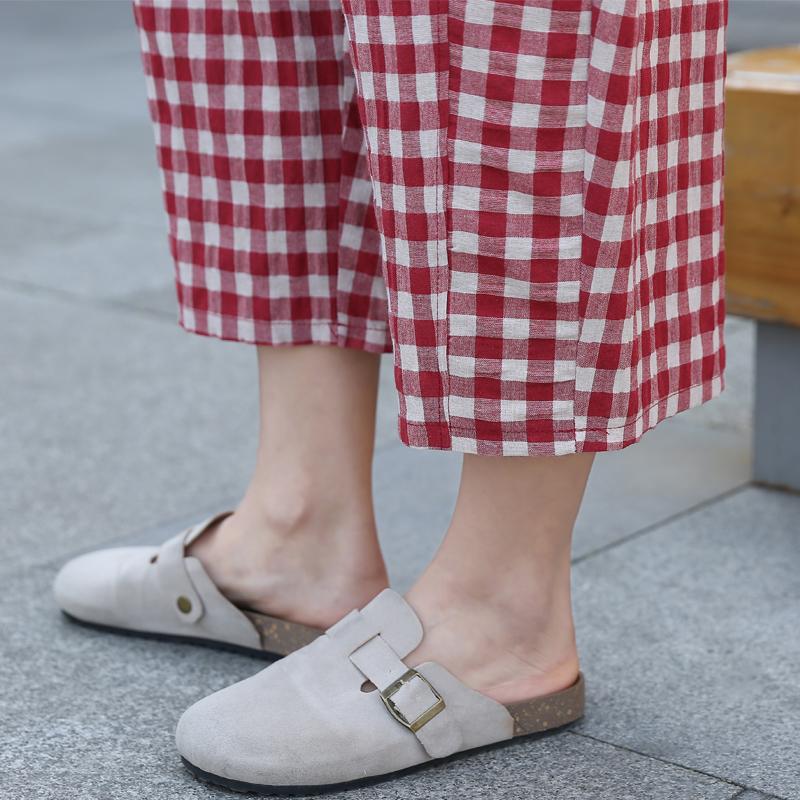 Lässige Sommer-Plaidhose Frau Übergröße Elegant Elastischer Bund Damenhose Vintage Kleidung