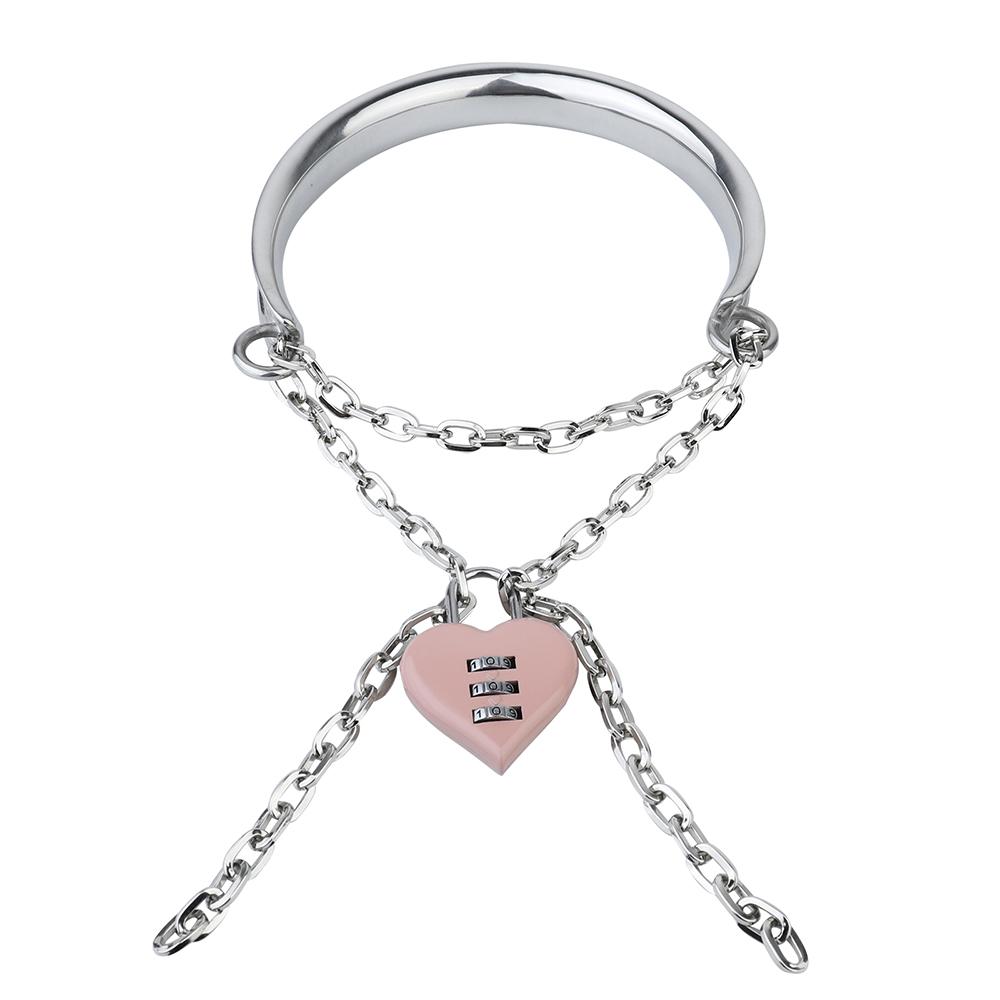 FISTSX BDSM Bondage Kit Metal Collar with Chain Leash Couples SM Game Bondage Gear Spiked Collar for Women Men