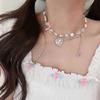 Vintage Goth Bowknot Heart Pendant Choker Clavicle Chain Necklace For Women Girl Punk Collar Aesthetic Y2K Jewelry Gift