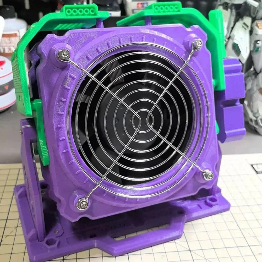 

3D Printed Mecha-style Fan Bracket Adjustable Speed DIY 12cm Fan For Home Desk Decoration Accessories