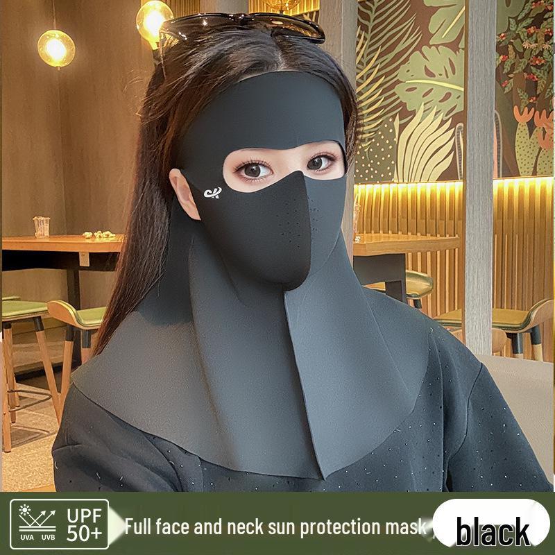 Women's Summer Ice Silk UV Protection Face Mask - Breathable, Full Coverage for Cycling and Outdoor Activities.