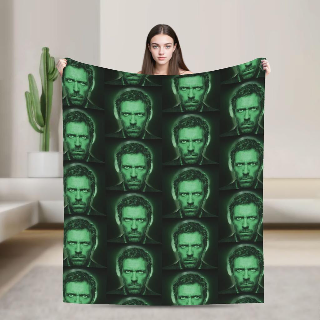 House MD Blanket Hugh Laurie Dr House Plush Vintage Warm Throw Blanket for Chair Covering Sofa Spring Autumn
