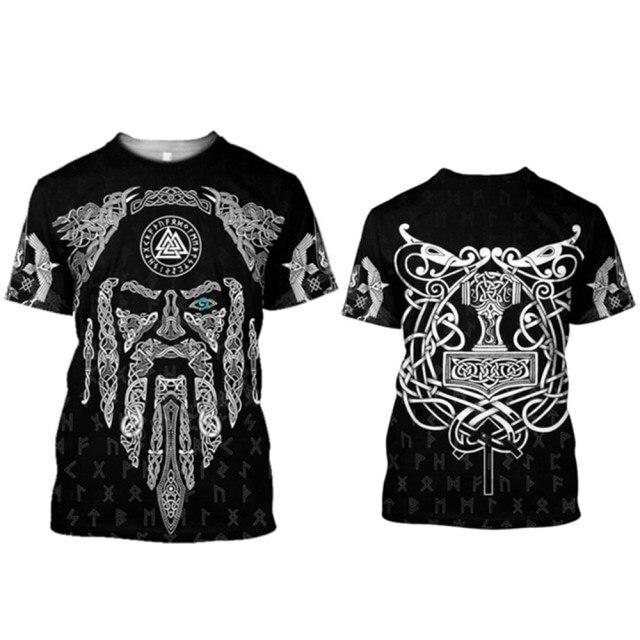 2021 Summer New Men 'S Viking 3dt Shirt Print Clothes Fashion Trend Punk T -Shirt Harajuku Men 'S Top 