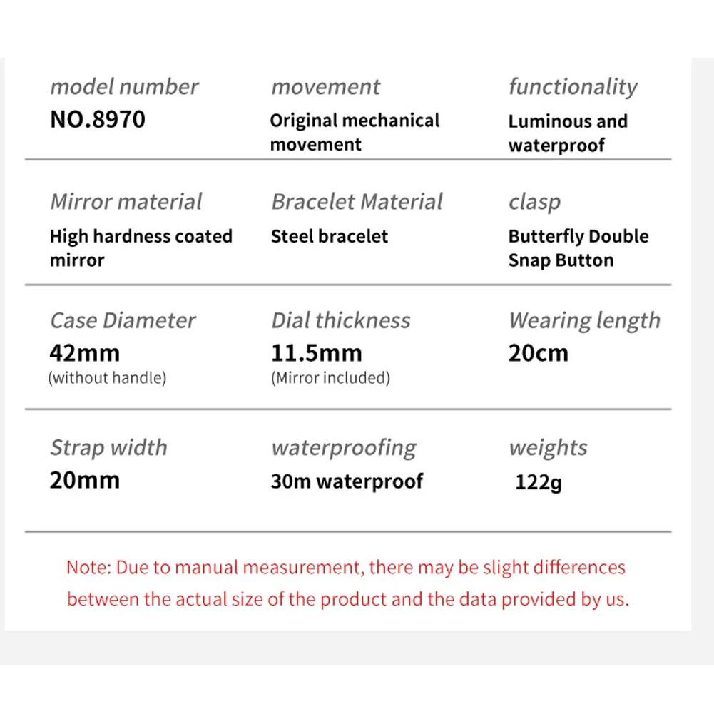 JSDUN Luxury Man Watch Diamond Lap Stainless Steel Automatic Mechanical Men's Watch Waterproof Luminous Calendar Wristwatch 8970