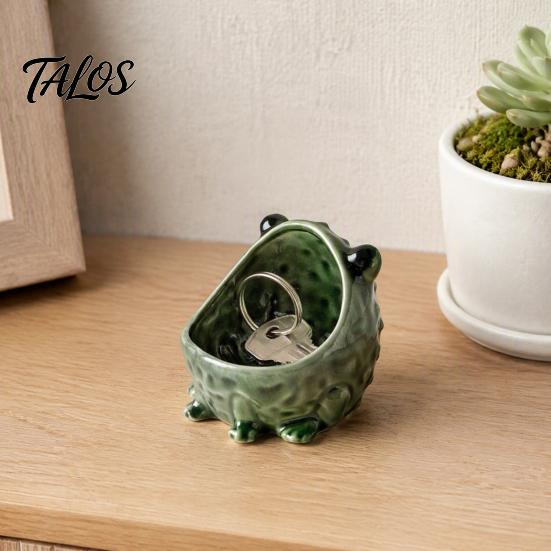 Artistic Animal Sculpture Cute Big Mouth Frog Ceramic Candy Dish & Key Bowl for Entryway Table, Frogs Decorative Resin Statue Bowl, Figurine