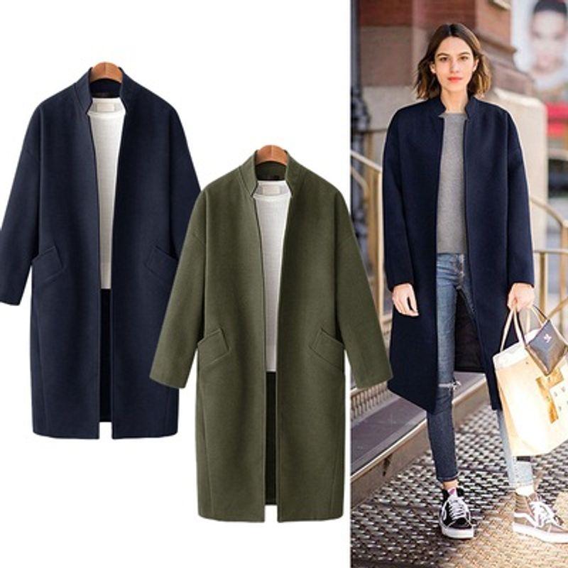 

Export Amazon Mid Length Long Length Woolen Oversize Women s Clothing Dark Blue XL