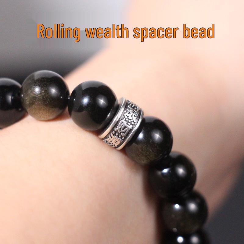 Colorfast Rolling Wealth Bead Spacer for Braiding & Stringing: Buddhist Rosary Crystal Match, Round Running Ring