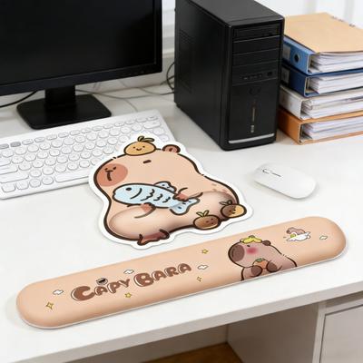 1/2Pcs Capybara Mouse Pad Keyboard Wrist Rest Non-Slip Rubber Base Mousepad Ergonomic Pain Relief Wrist Support Cushion PC Accessory
