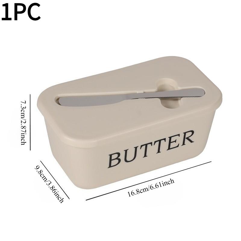 1PC food PP butter box with knife sealed storage cheese cheese box household butter butter refrigerated crisper бежевый