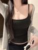 Chic U-Neck Padded Spaghetti Strap Velvet Winter Tank Top