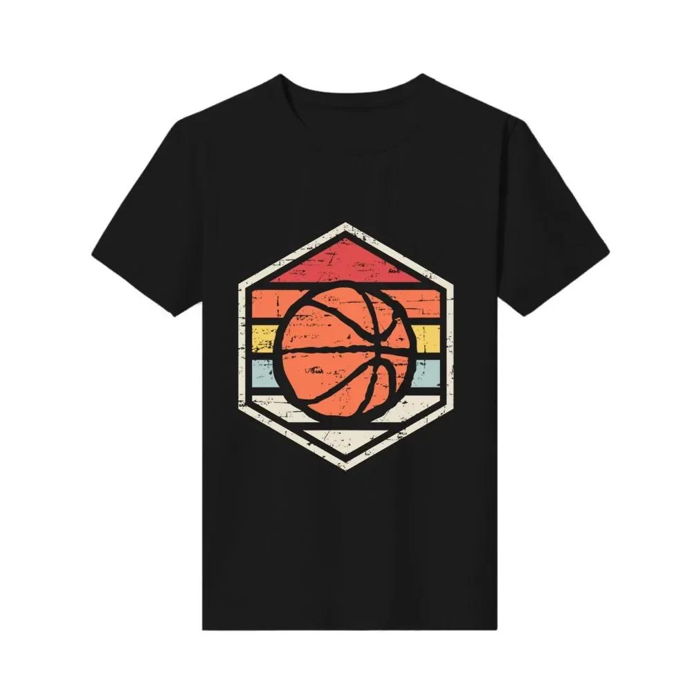 Retro Badge Basketball Tri Blend Anime Best Seller Top Men's T-shirt Streetwear Men T Shirt Daily Four Seasons Cotton