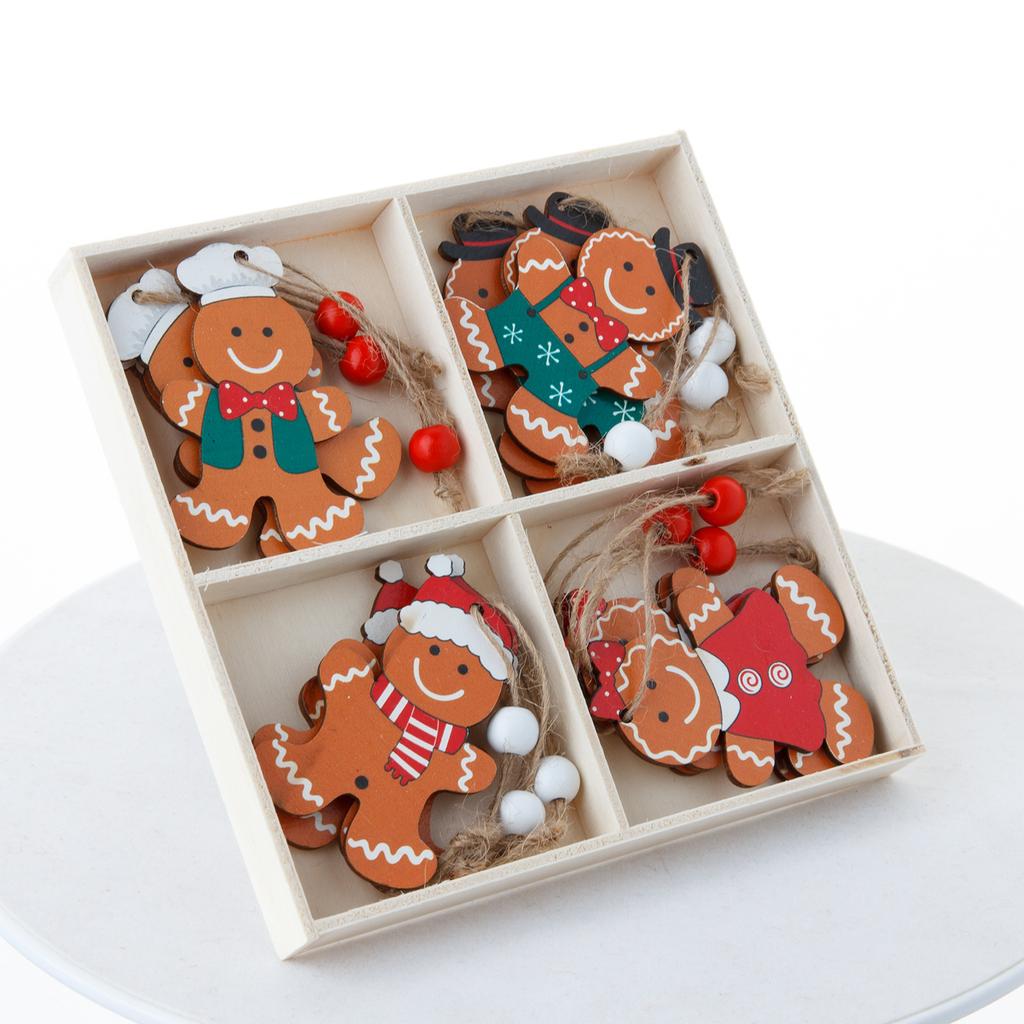 Christmas Tree Hanging Decor Rustic Gingerbread Man Ornament Santa Claus Decoration Premium Wooden Christmas Ornament For Window