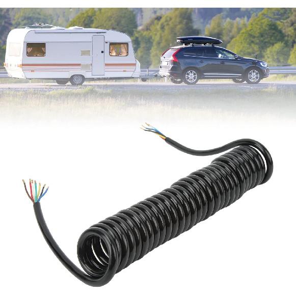 Haofy Trailer Extension Coiled Cable, 12.8ft 20AWG 7 Core Polyurethane Copper, Trailer Extension Coiled Power Cable for Tow Truck RV