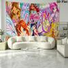 Winx Wall Tapestry Aesthetic Wall Hanging Printed Fabric Blanket Decorative Tapestries for Bedroom Living Room Home Decor