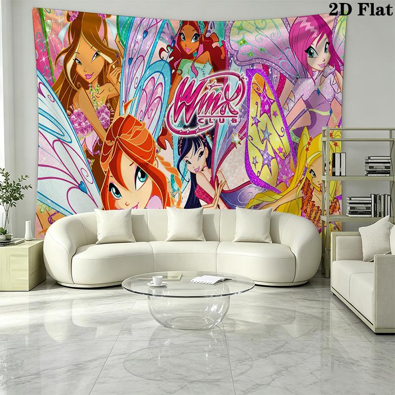 Winx Wall Tapestry Aesthetic Wall Hanging Printed Fabric Blanket Decorative Tapestries for Bedroom Living Room Home Decor