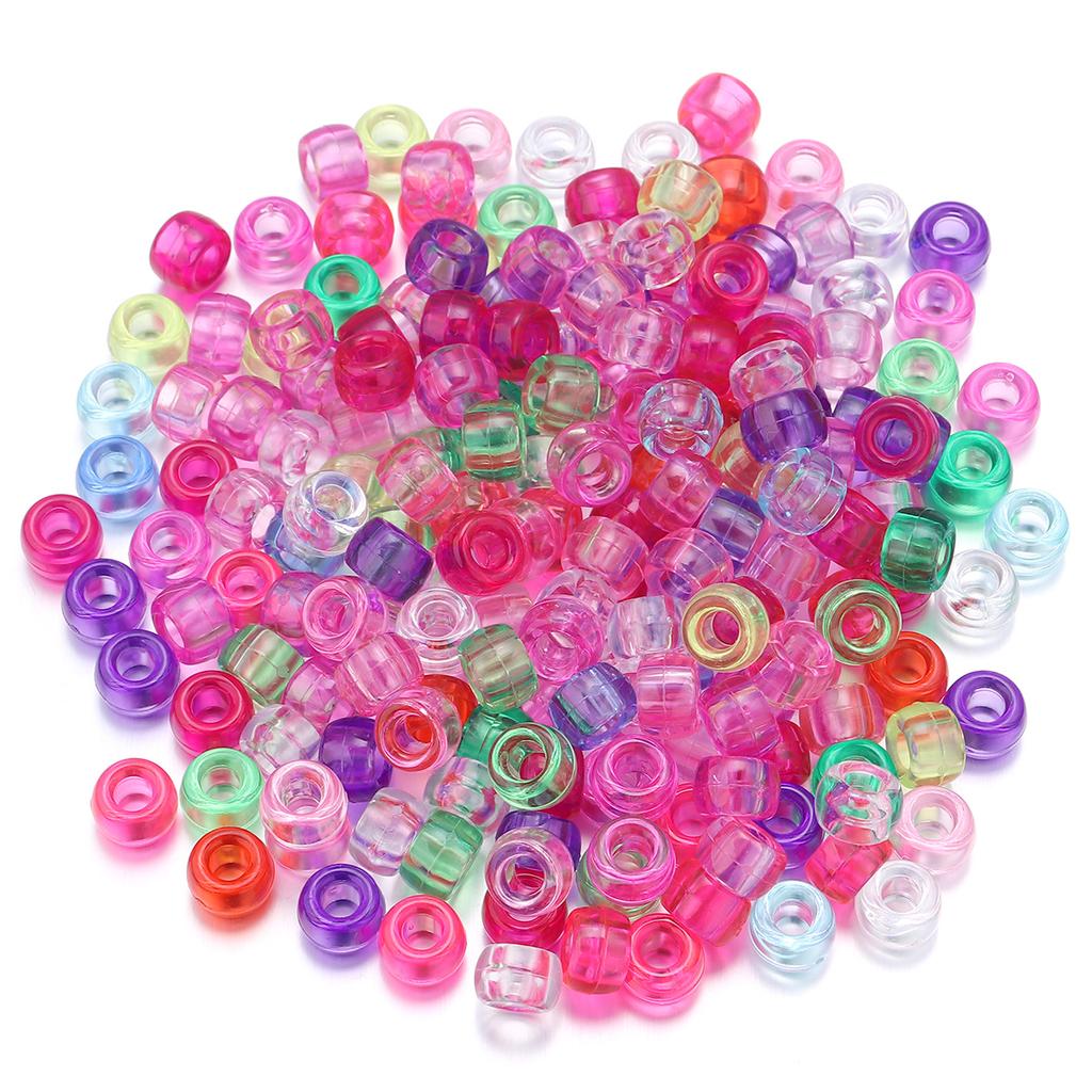 200pcs Transparent Acrylic Beads 6x9mm Big Hole Loose Spacer Beads For Jewelry Making DIY Necklace Bracelets Key Chain Supplies